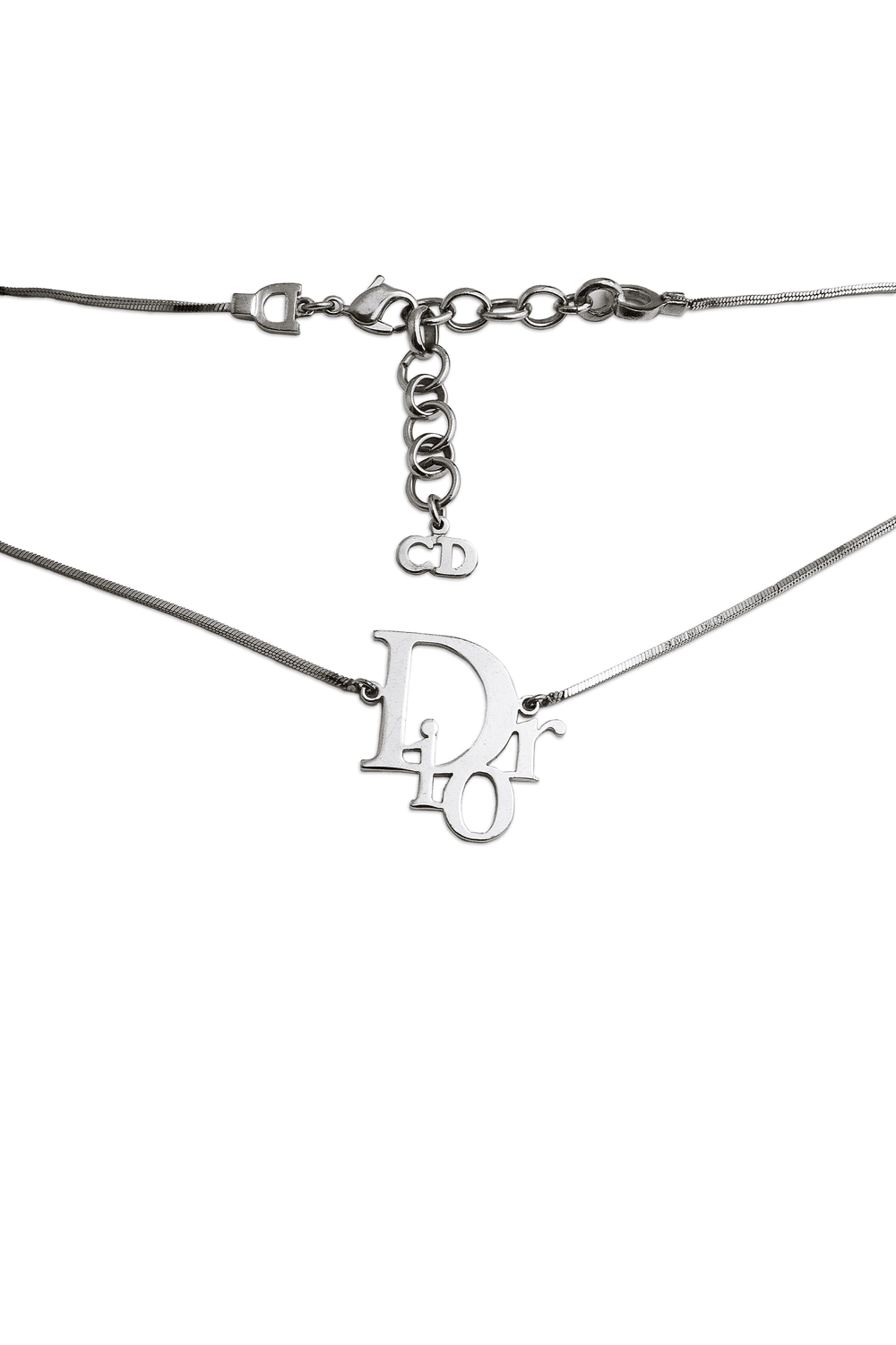 Authentic Dior Vintage Silver Logo Necklace — LUXE Reworked